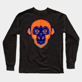 monkey colourful face art Long Sleeve T-Shirt